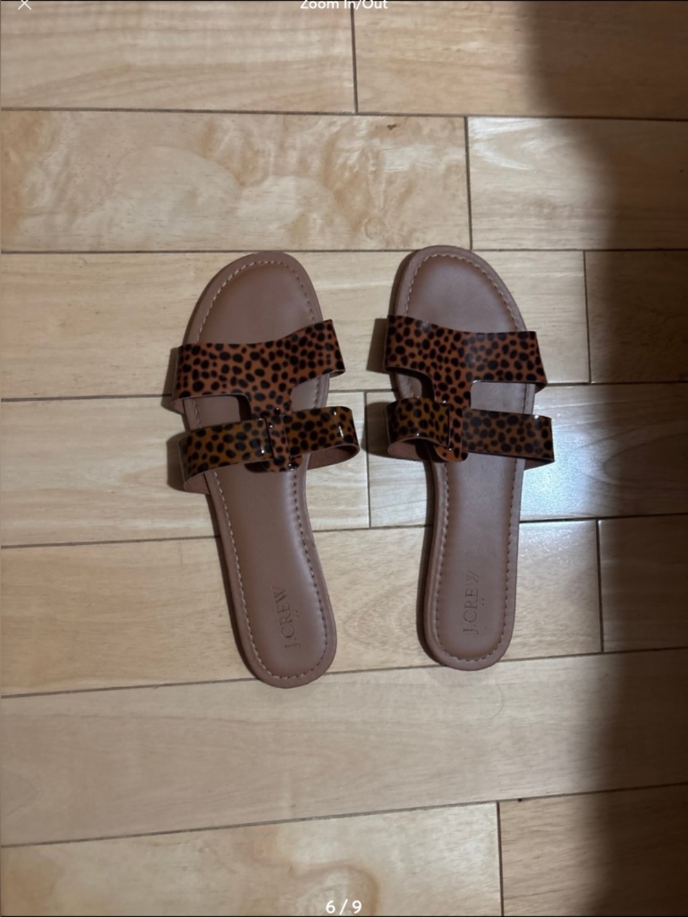 J. Crew Leopard Print Double-Strap Slide Sandals in Brown